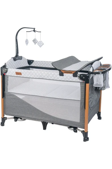 Mamma Luxury Alüminyum Anne Yanı Organizerli Dönenceli Park Yatak Beşik 70 x 110 cm. ürün görseli 1