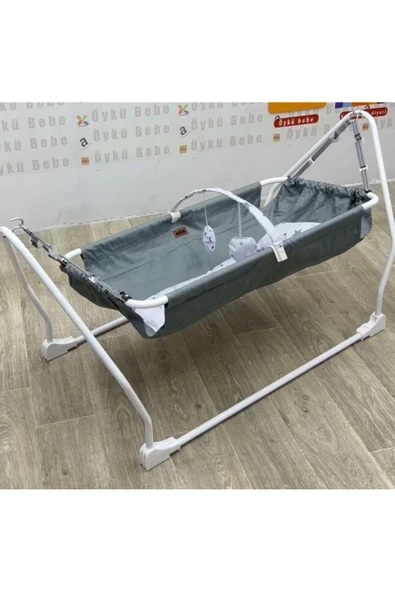 ÖYKÜ BEBEK DUNYASI KATLANIR HAMAK -SALLANIR SABİTLENİR -YÜKSELİK AYARLARLANABİLİR- OYUNCAKLI- YASTIK VE YATAK HEDİYELİ ürün görseli 1