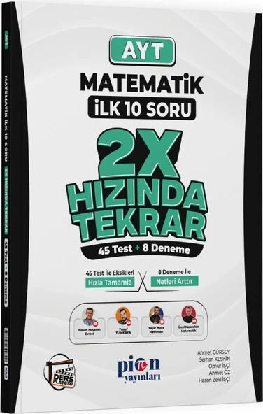 AYT Matematik Ders Platosu İlk 10 Soru 2X Hızında Tekrar Pion Yayınları ürün görseli 1