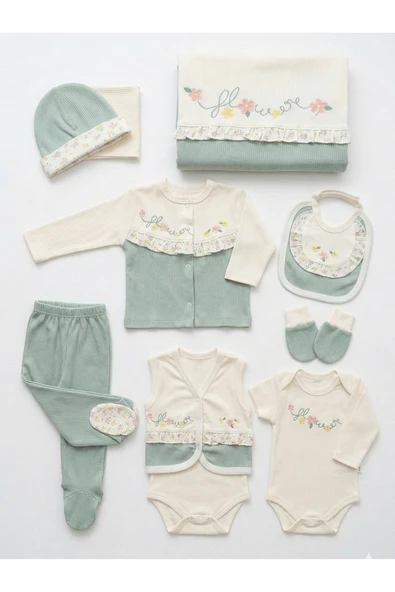 Ens Group Avm Nakışlı %100 Pamuk Unisex Bebek Hastane Çıkışı 10’lu Set – 0–1 Yaş ürün görseli 1