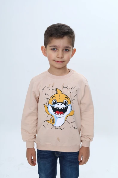 Toontoy Erkek Çocuk Çıtçıtlı Köpek Balığı Baskılı Sweatshirt ürün görseli 1