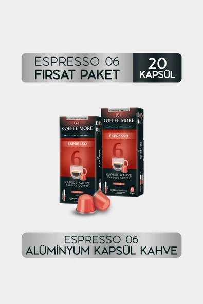 6 Espresso Kapsül Kahve 10 x 2 Paket ( 20 Adet ) Nespresso Uyumlu ürün görseli 1