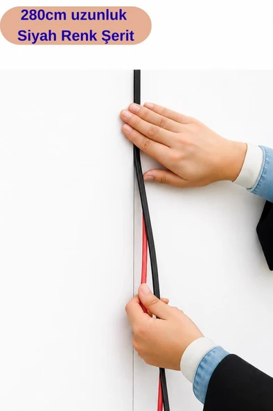 Siyah Kendinden Yapışkanlı 1 Adet 0.8mm x 280cm Duvar, Mobilya Kenar Dekoratif Koruma Şerit çıta ürün görseli 1