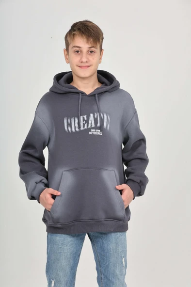 Toontoy Erkek Çocuk Relax Fit Kapüşonlu Cepli Baskılı Sweatshirt ürün görseli 1