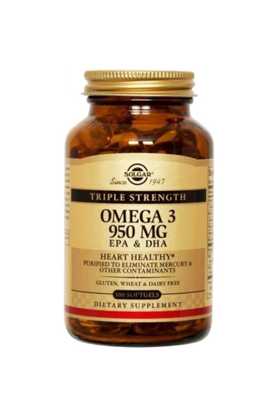 Solgar Omega 3 950 Mg 100 Yumuşak Jelatinli Balıkyağı Kapsülü ürün görseli 1