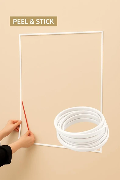 Beyaz Yapışkanlı 1 Adet 0.8mm x 280cm Duvar,Panel Mobilya Kenar Tablo Süpürgelik  Şeridi çıta ürün görseli 1
