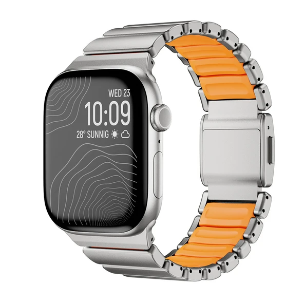 Apple Watch 42mm Uyumlu Kordon Metal Kasa Silikon İç Kısım Tasarım ürün görseli 1