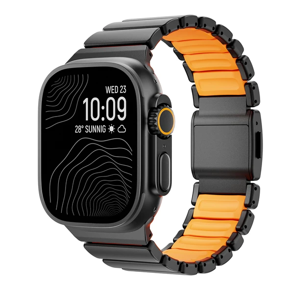 Apple Watch 44mm Uyumlu Kordon Premium Titanyum Kasa Silikon İç Kısım Tasarım ürün görseli 1