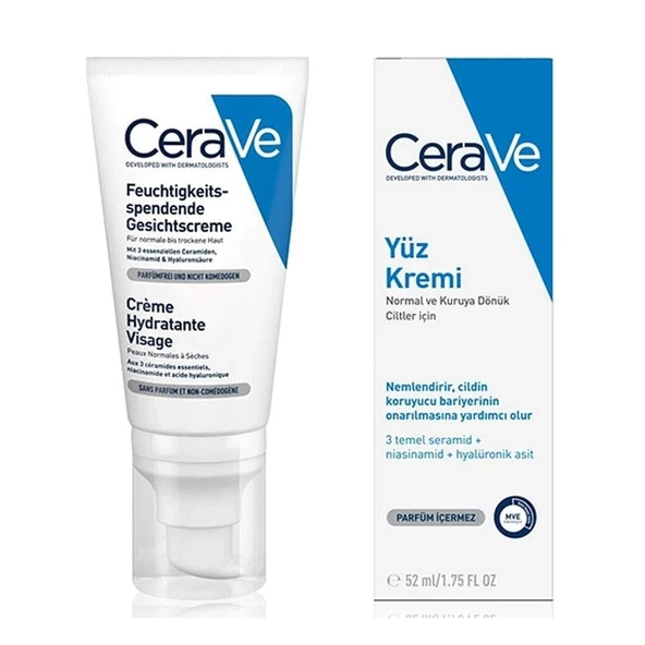 Cerave Yüz Nemlendirici Normal & Kuruya Dönük Ciltler için Krem 52 ml ürün görseli 1