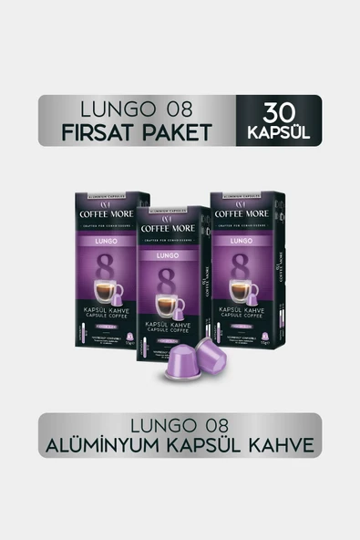 8 Lungo Kapsül Kahve 10 x 3 Paket ( 30 Adet ) Nespresso Uyumlu ürün görseli 1
