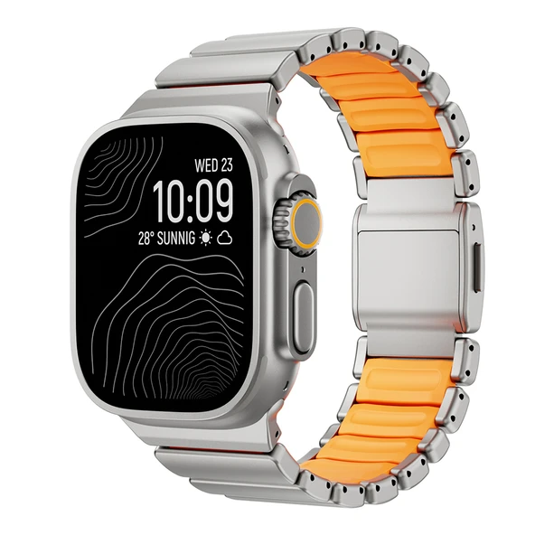 Apple Watch Ultra 49mm Uyumlu Kordon Premium Titanyum Kasa Silikon İç Kısım Tasarım ürün görseli 1