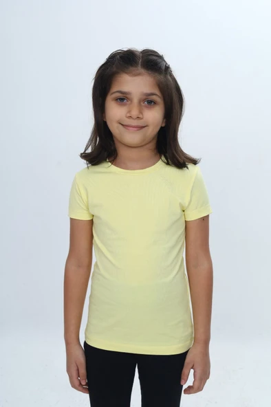 Toontoy Kız Çocuk Bisiklet Yaka Kısa Kollu Tişört 24968 ürün görseli 1
