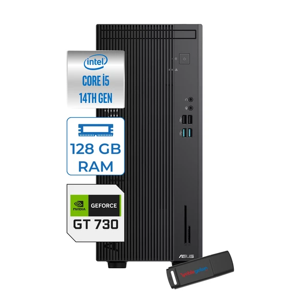 Asus Expertcenter D501MER  Intel® Core™ İ5-14500 128GB Ddr5 2tb SSD 4GB/GT730  WIN11PRO Mini Tower Masaüstü Bilgisayar WD501MER32P39+ZETTAUSBBELLEK ürün görseli 1