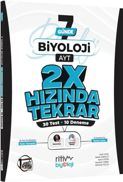 AYT Biyoloji Ders Platosu 7 Günde 2X Hızında Tekrar Deneme Ritim Biyoloji ürün görseli 1