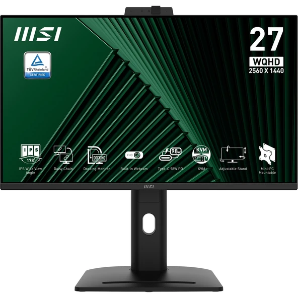 MSI 27 PRO MP275QPDG 2560x1440 (WQHD) 16:9 FLAT IPS 100HZ 1MS ADAPTIVE-SYNC PIVOT MONITOR ürün görseli 1