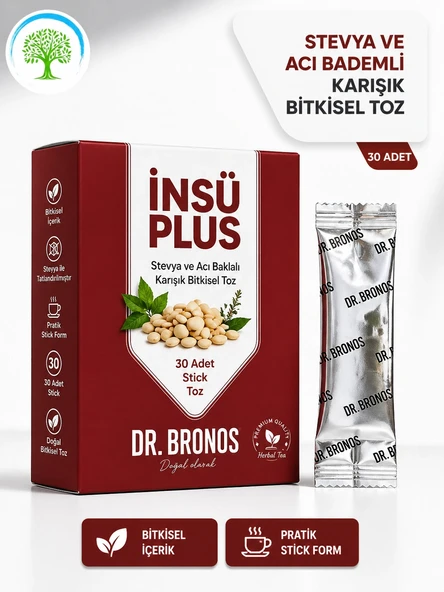 ÇareBurada | Dr. Bronos İnsü Plus Stevya ve Acı Baklalı Karışık Bitkisel Toz 30 Stick ürün görseli 1