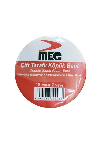 Meg Çift Taraflı Köpük Bant Poşetli 18 mm x 2 mm 5 Paket ürün görseli 1