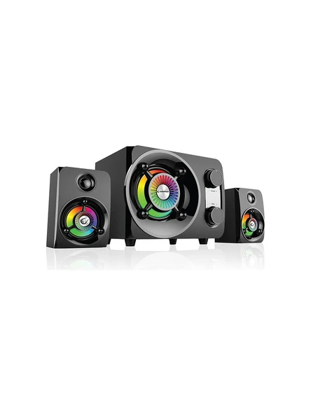 Rampage RMS-G8 2+1 25W Bluetooth +USB-SD-FM Rainbow Siyah Led Işıklı Oyuncu Ses Sistemi ürün görseli 1