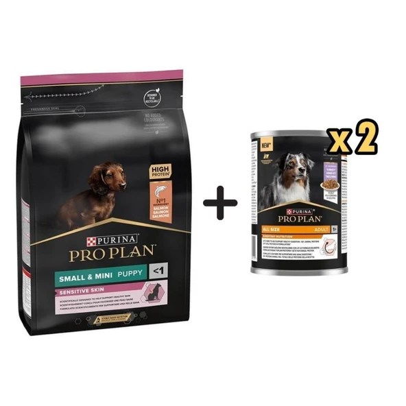 Pro Plan Somonlu Küçük Irk Yavru Köpek Maması 3 Kg + 2 Adet Pro Plan Everyday Nutrition Hindili Köpek Konservesi 400 Gr ürün görseli 1