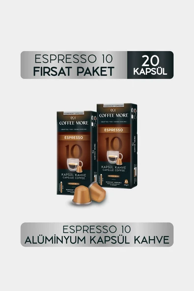 10 Espresso Kapsül Kahve 10 x 2 Paket ( 20 Adet ) Nespresso Uyumlu ürün görseli 1
