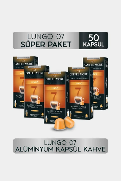 7 Lungo Kapsül Kahve 10 x 5 Paket ( 50 Adet ) Nespresso Uyumlu ürün görseli 1