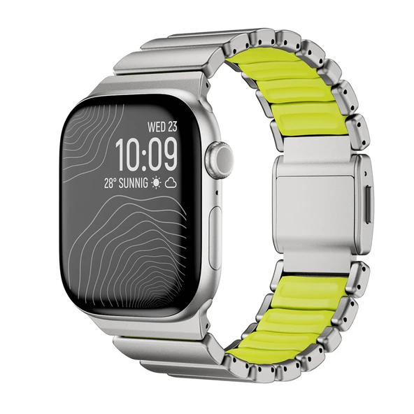 Apple Watch 44mm Uyumlu Kordon Metal Kasa Silikon İç Kısım Tasarım ürün görseli 1