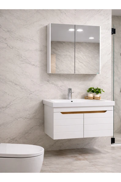 DURU AYNA KAPAKLI DOLAPLI LAVABO 65 CM ürün görseli 1