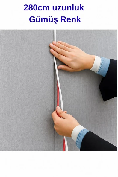 Gümüş Kendinden Yapışkanlı 1 Adet 0.8mm x 280cm Duvar, Mobilya Kenar Dekoratif Koruma Şerit çıta ürün görseli 1