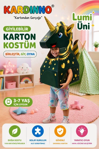 Kardinno Lumi Uni Eğitici Oyuncak Karton Giyilebilir Çocuk Kostümü Etkinlik Parti Kostümü ürün görseli 1