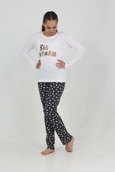 Toontoy Kız Çocuk Big Dream Baskılı Pijama Takım ürün görseli 1