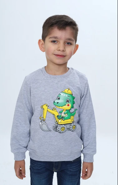 Toontoy Erkek Çocuk Relax Fit Bisiklet Yaka Omuzu Çıtçıtlı Baskılı Sweatshirt ürün görseli 1