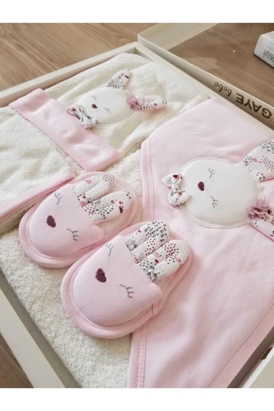 Gaye Bebe 4 Parça %100 Pamuk Bebek Bornoz Takımı ürün görseli 1