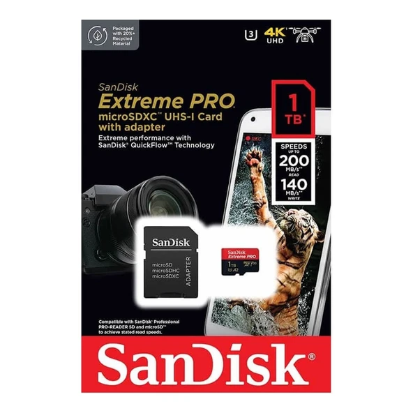 Sandisk Extreme Pro 1tb 200MB/S Microsdxc Hafıza Kartı (Türkiye Garantili) ürün görseli 1
