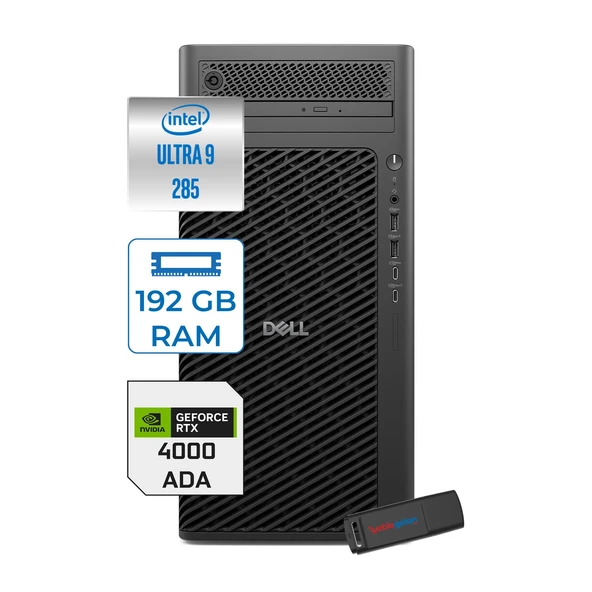 Dell Pro Max Tower T2 Intel Core Ultra 9 285 5.6 Ghz 192GB Ddr5 512GB SSD Windows 11 Pro Nvidia Rtx A4000 Ada 20GB Gddr7 Iş Istasyonu FCT22502854000P37 + Zetta Flash Bellek ürün görseli 1