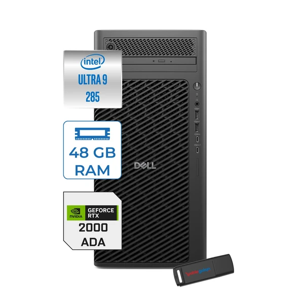 Dell Pro Max Tower T2 Intel Core Ultra 9 285 5.6 Ghz 48GB Ddr5 8tb SSD Windows 11 Pro Nvidia Rtx A2000 Ada 16GB Gddr7 Iş Istasyonu FCT22502852000P12 + Zetta Flash Bellek ürün görseli 1