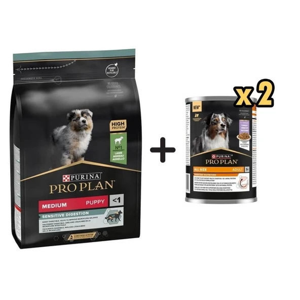 Pro Plan Kuzulu Yavru Köpek Maması 3 Kg + 2 Adet Pro Plan Everyday Nutrition Hindili Köpek Konservesi 400 Gr ürün görseli 1
