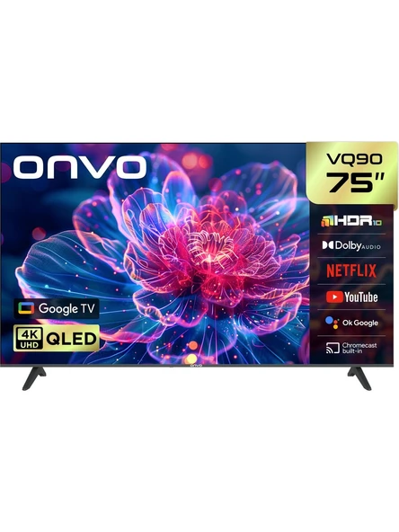Onvo 75VQ90F2UA 75'' 190 Ekran Uydu Alıcılı 4K Ultra HD Google Smart QLED TV ürün görseli 1