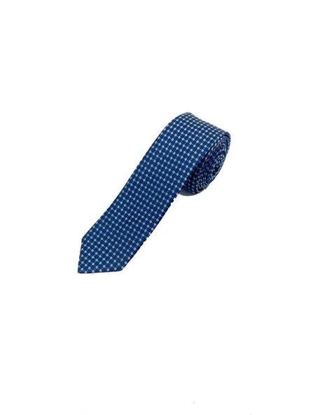 Brianze 5 Cm Lacivert Gri Desenli Slim Kravat ürün görseli 1