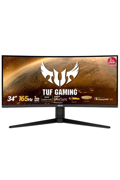 ASUS Tuf Gamıng Vg34vql1b 34 Va Kavıslı Freesync 3440x1440 1ms(mprt) 165hz Dp Hdmı Usb Mm Vesa 3yıl ürün görseli 1