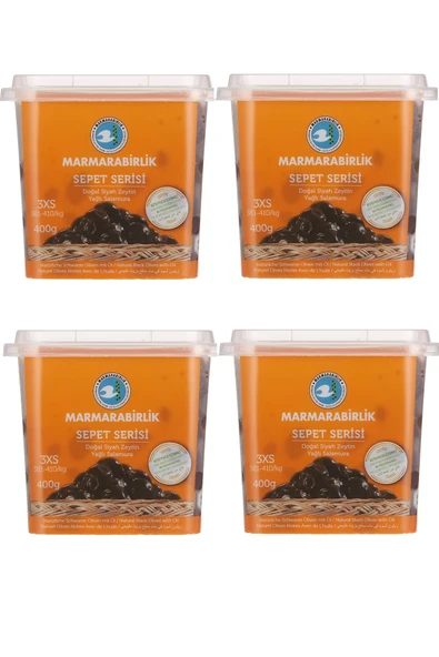 MarmaraBirlik Sepet Serisi Siyah Zeytin 381-410 (3xs) 400 gr Pet x 4 Adet ürün görseli 1
