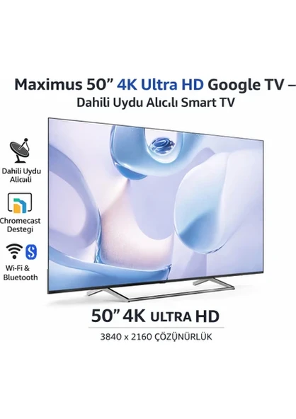 Maximus UHA 50 M9P 4K Ultra HD 50" 127 Ekran Uydu Alıcılı Google Smart LED TV ürün görseli 1