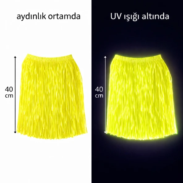 Neon Sarı Hawaii Parti Eteği 40 cm ürün görseli 1