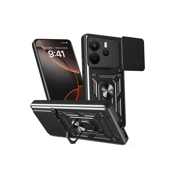 Xiaomi Redmi Note 14 4g Pars Lens Yüzüklü Silikon - Siyah ürün görseli 1