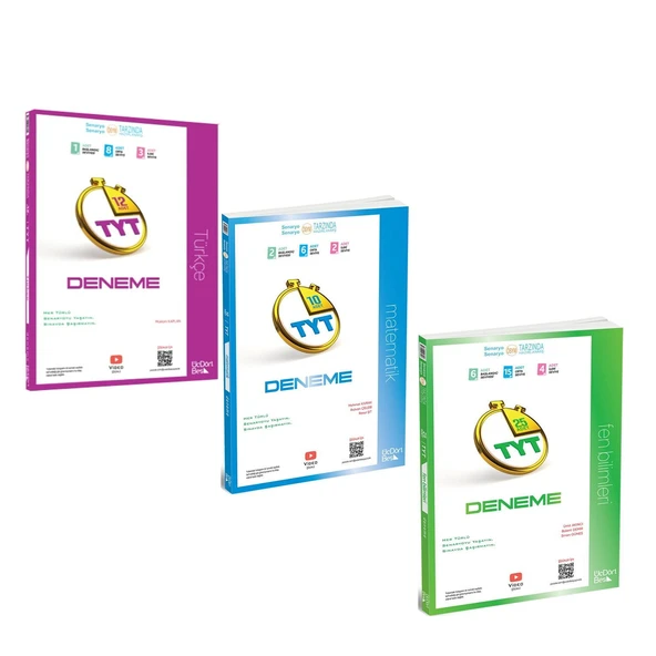 Üç Dört Beş TYT Matematik Türkçe Fen Bilimleri Deneme 3 Kitap Set ürün görseli 1