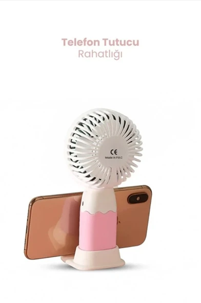 Şarjlı, Telefon Tutacaklı El Fanı - Resim 3