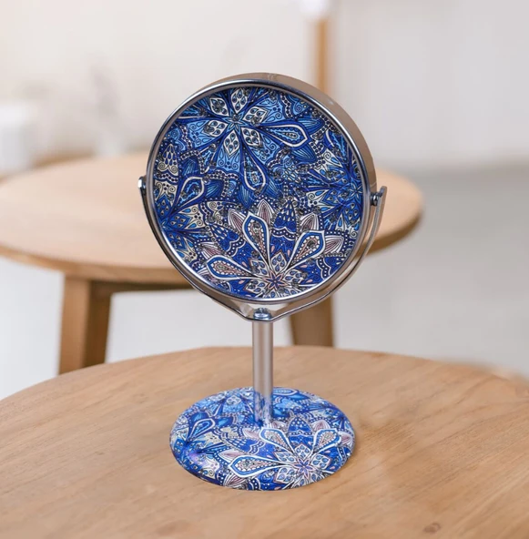 Ayaklı Suni Deri̇ Kaplama Ayna 15CM - Resim 7