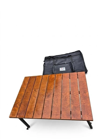 KAMPYA Elite Series: 600 Denye Lüks Gürgen Ahşap Kamp Masası (60x90 cm) – 8 Saat Ultra Su Rezistanslı & Elektrostatik Güçlendirilmiş Gövde ürün görseli 1