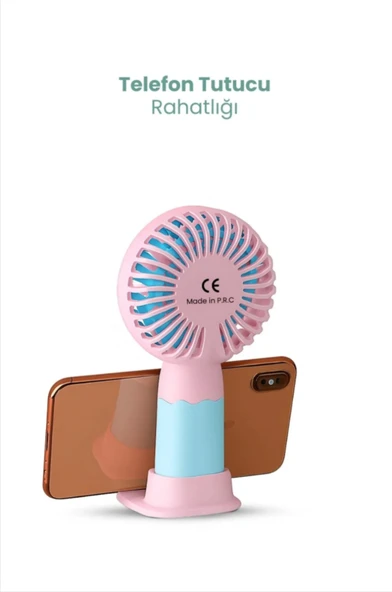 Şarjlı, Telefon Tutacaklı El Fanı - Resim 7