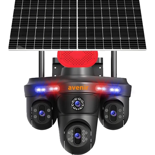 AVENİR AV-S439 3 Lens 3ptz Güneş Enerjili Solar 4g Sim Kartlı Kamera ürün görseli 1
