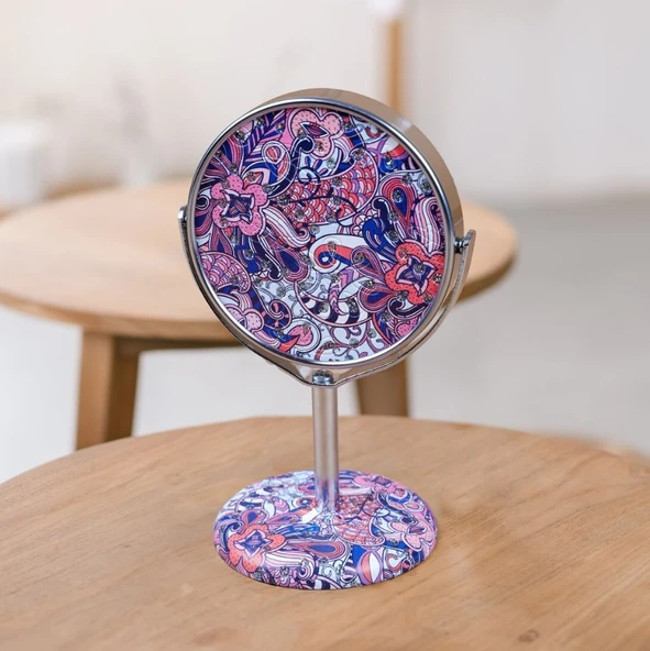Ayaklı Suni Deri̇ Kaplama Ayna 15CM - Resim 5